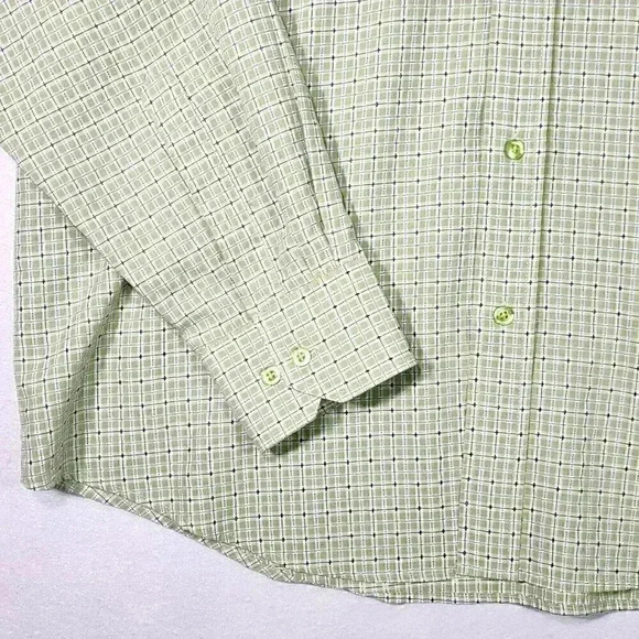 BUGATCHI Men's Dress Shirt XL Long Sleeve Woven Plaid Green - Picture 6 of 16